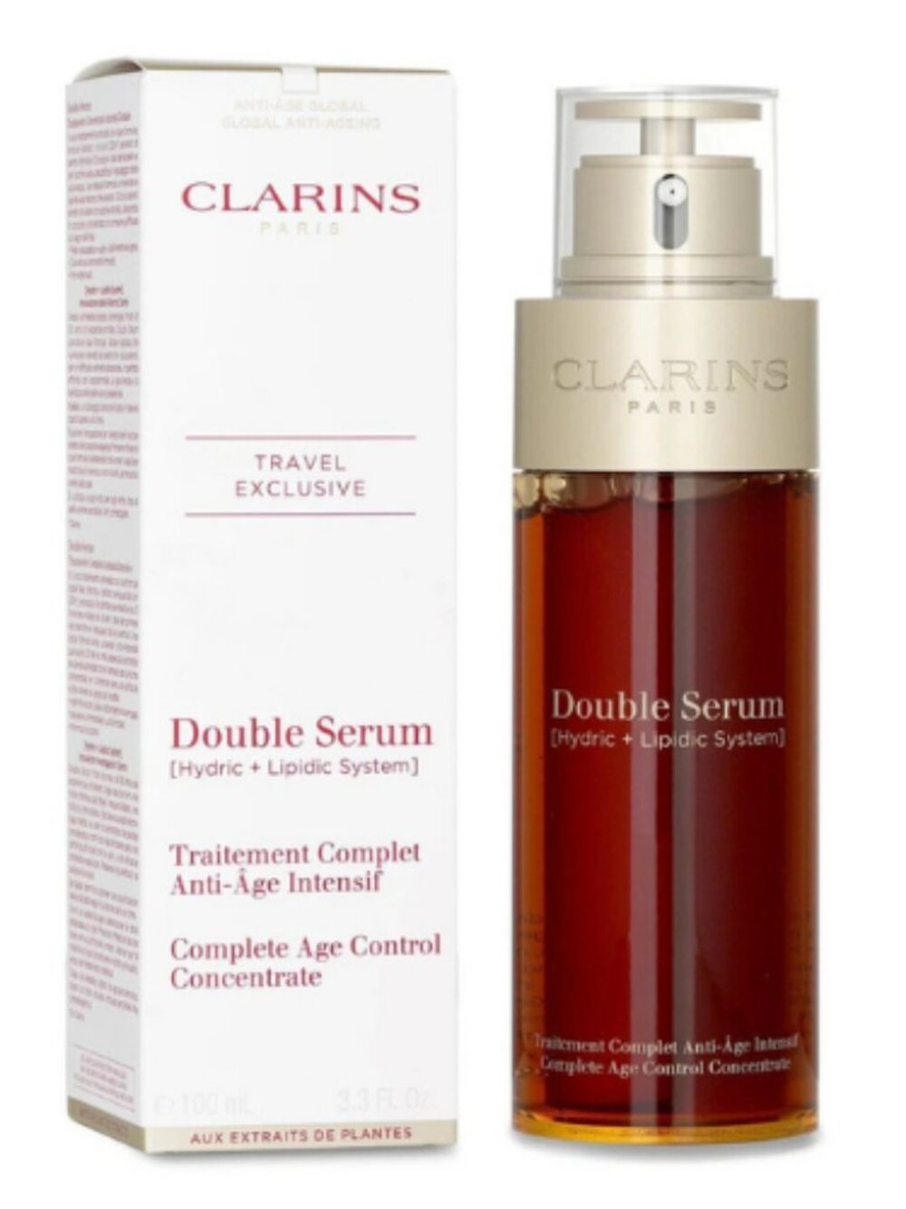Clarins Double Serum 100ml / 3.3oz – Hydric + Lipidic System – New & Sealed Pack